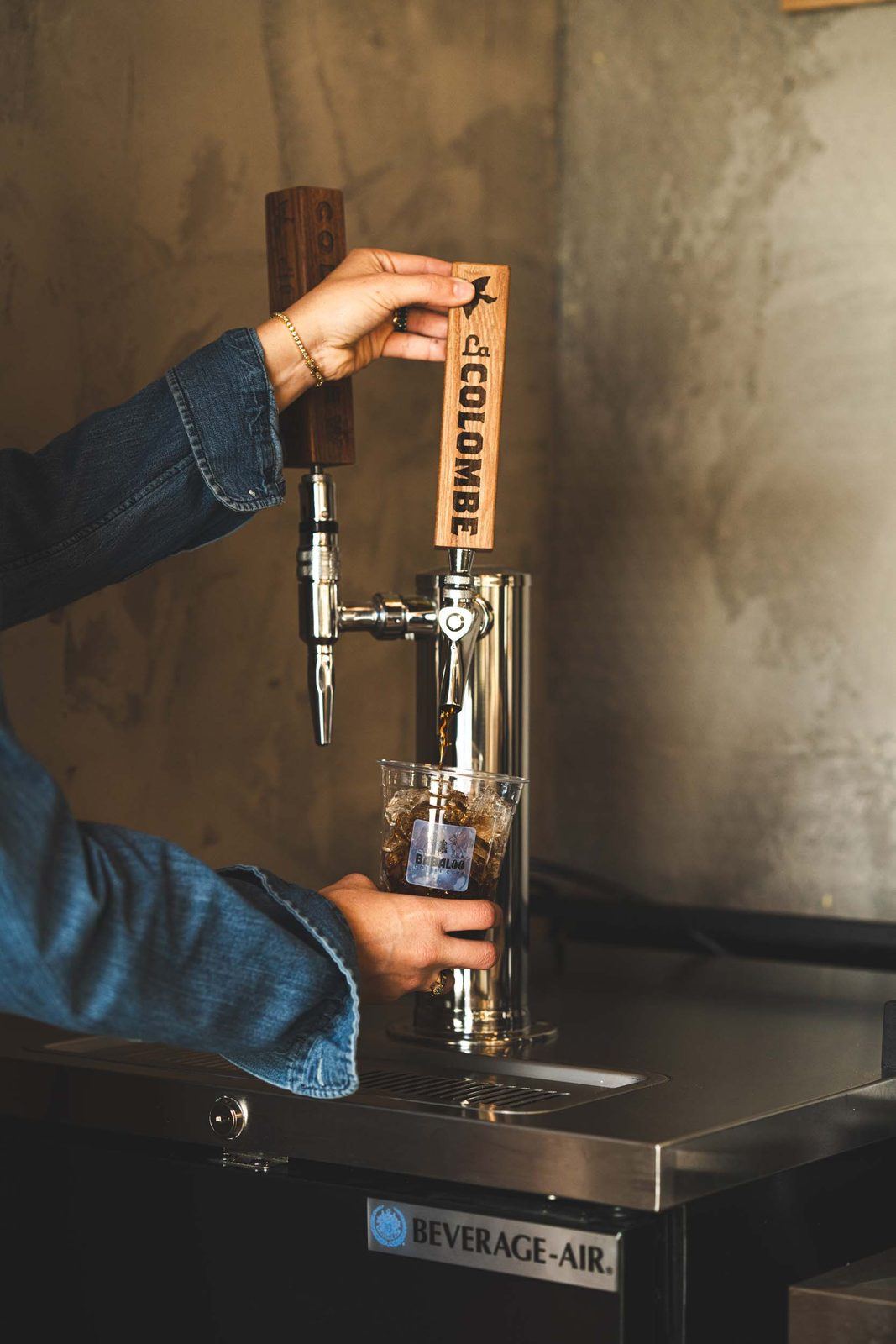 Espresso being pulled from the machine