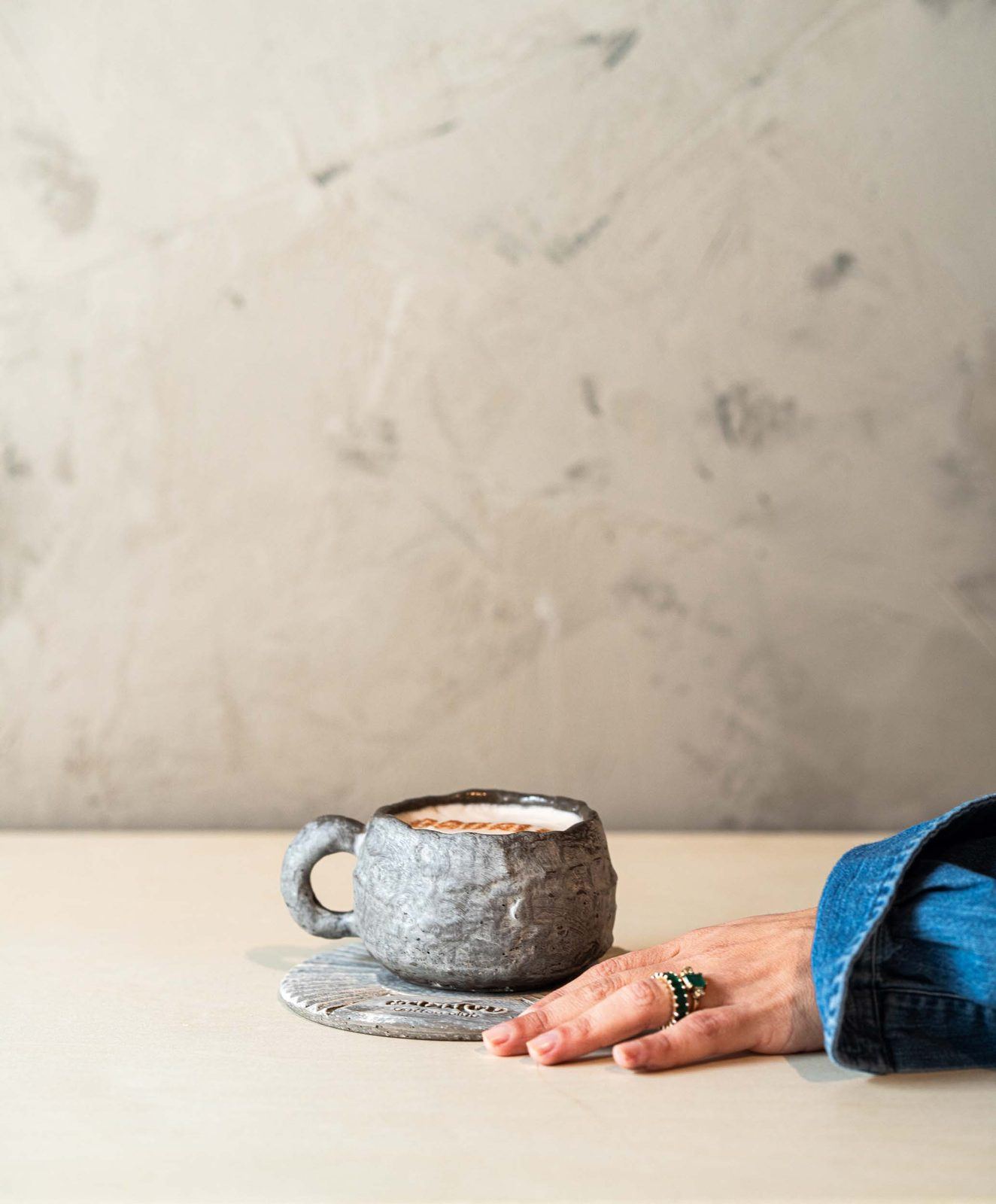 Hot chocolate in a stoneware cup